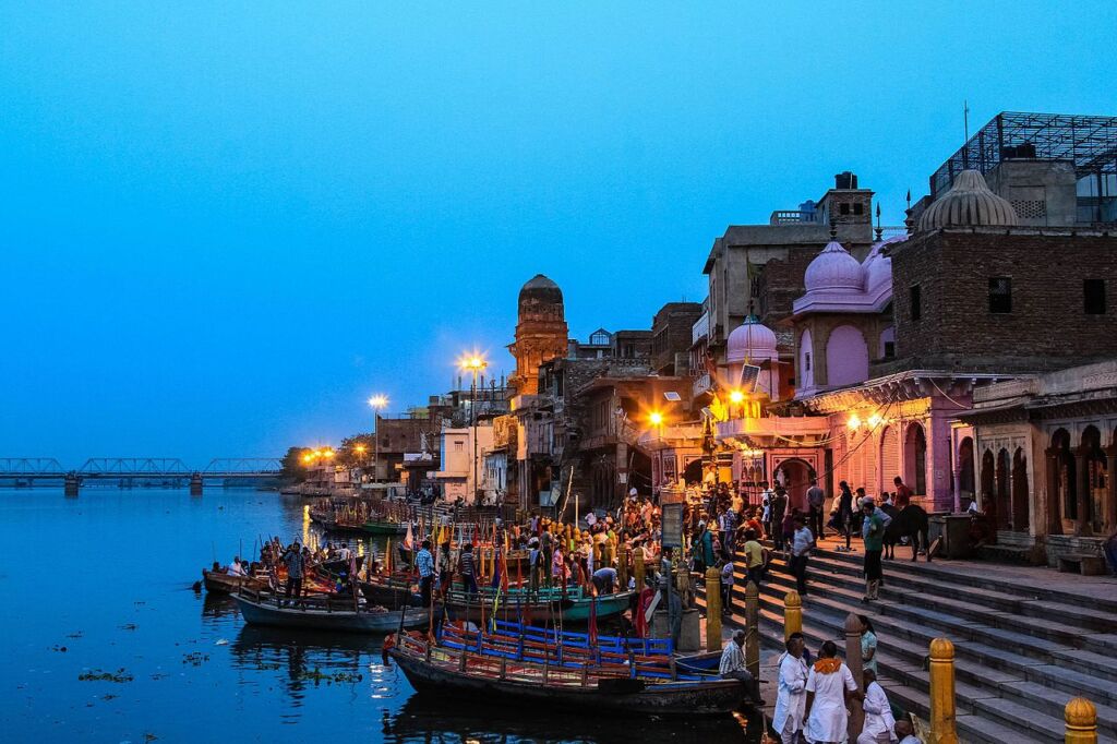 Photo showing Vishram Ghat, on the Yamuna in Delhi, one of the most populated cities in the world